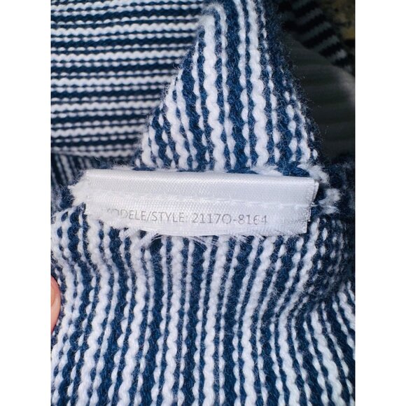 Sweet Bow Striped Navy White Nautical Novelty Sweater Red Ribbon Artsy Preppy - Picture 6 of 8